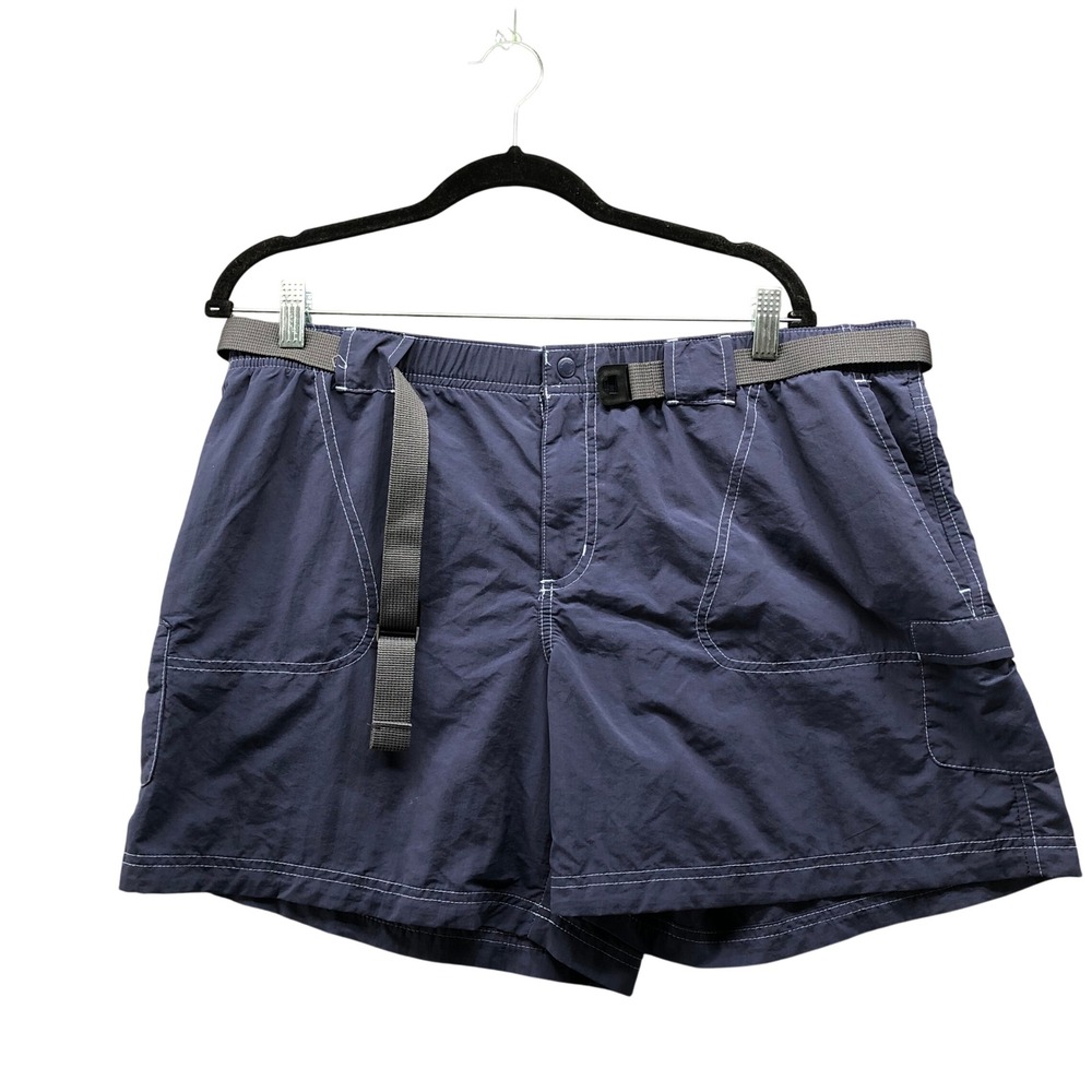 Columbia Belted Cargo Hiking Shorts Womens XL / 6 Long Navy Blue Utility Outdoor